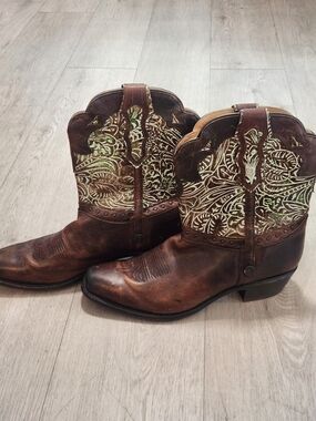 Sonora Brown & Green Tooled Leather Western Cowboy Boots 11B
